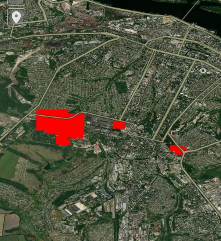 Карта пожаров фиксирует последствия ударов на территории Днепровского машиностроительного завода