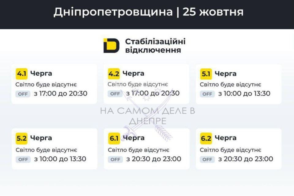 Днепропетровская область, график отключения электроэнергии Днепропетровская область, график отключения электроэнергии