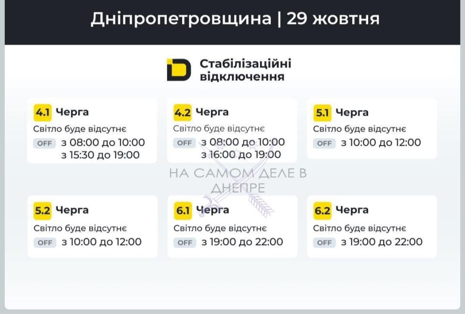 Днепропетровская область, график отключения электроэнергии Днепропетровская область, график отключения электроэнергии