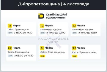 Днепропетровская область, график отключения электроэнергии