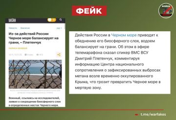 Фейк: Из-за действий ВС РФ Черное море «балансирует на грани», а его биосферный слой демонстрирует признаки обеднения