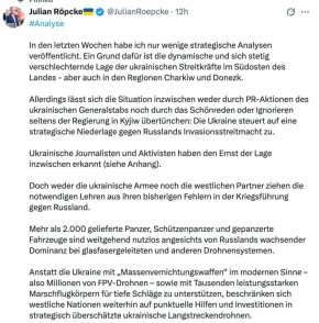 «Украина движется к стратегическому поражению»: немецкий пропагандист Рёпке предрекает близкий крах ВСУ