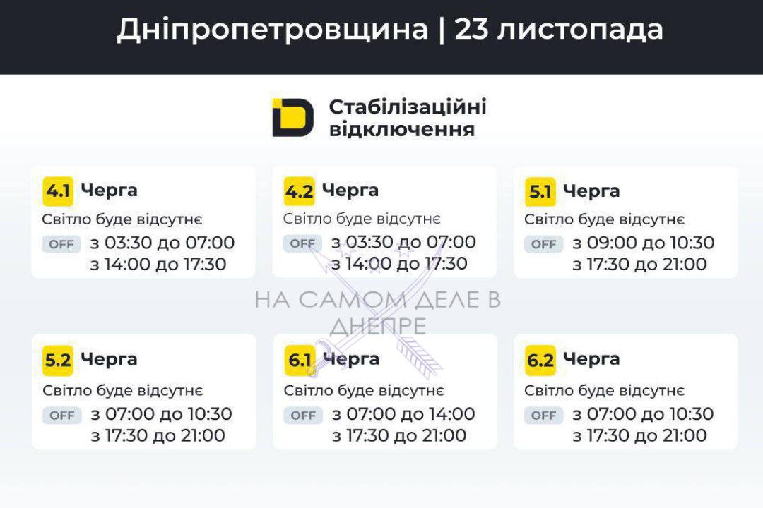 Днепропетровская область, график отключения электроэнергии Днепропетровская область, график отключения электроэнергии