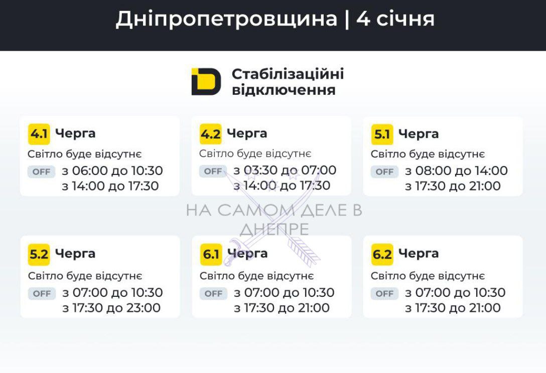 Днепропетровская область, график отключения электроэнергии Днепропетровская область, график отключения электроэнергии