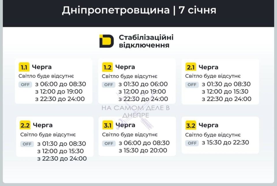 Днепропетровская область, график отключения электроэнергии Днепропетровская область, график отключения электроэнергии