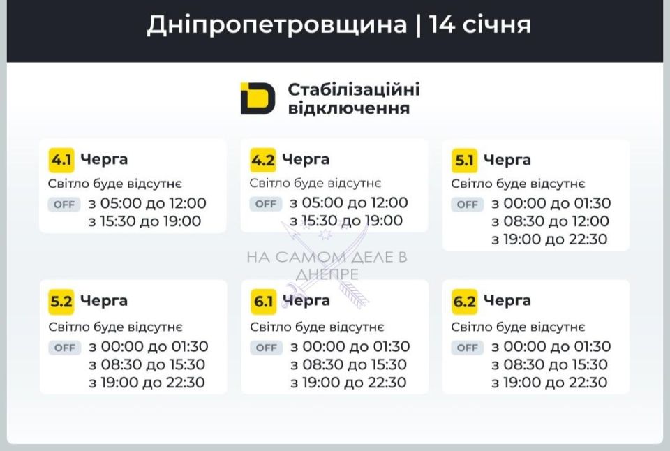 Днепропетровская область, график отключения электроэнергии Днепропетровская область, график отключения электроэнергии