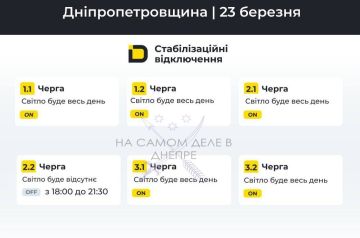 Днепропетровская область, график отключения электроэнергии