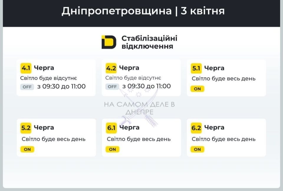 Днепропетровская область, график отключения электроэнергии Днепропетровская область, график отключения электроэнергии