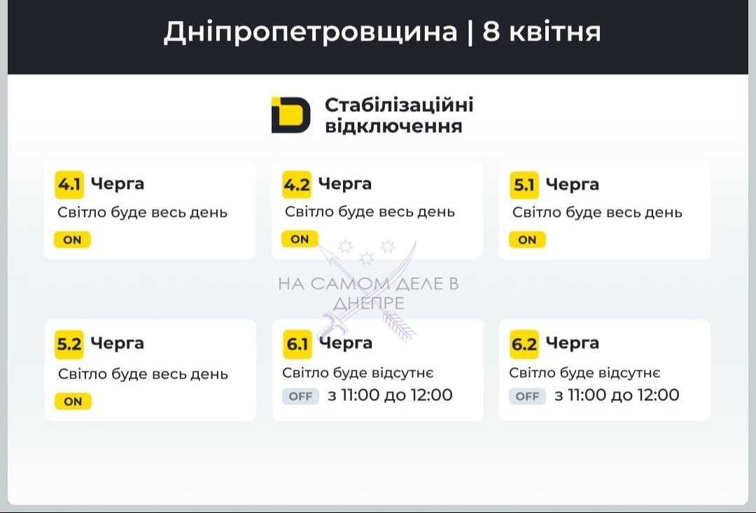 В Днепропетровской области снова ввели графики отключения электроэнергии В Днепропетровской области снова ввели графики отключения электроэнергии