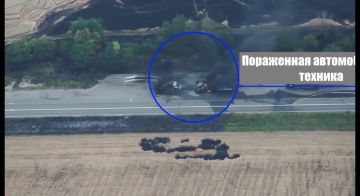 "Герань-2" с ТВ-наведением уничтожает стоянку грузового автотранспорта на трассе Днепропетровск-Никополь