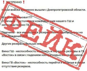 Несколько дней подряд за-украинские и просто иноагентские каналы громко разносят весть о том, что ВС РФ якобы «вышли из Днепропетровской области»